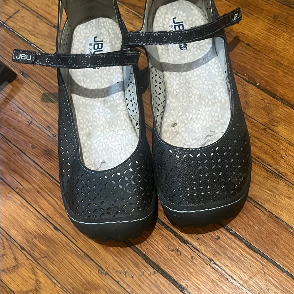 JBU Black Perforated Mary Jane Shoes